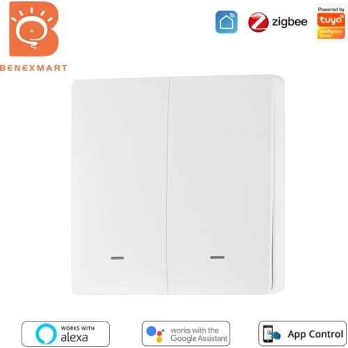 Benexmart Zigbee Wall Light Switch Magnetic Latching Relay No Neutral Interrupter Tuya App Alexa Google Home Voice Control Timer