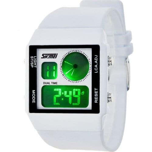 2016 New Dual Time Digital Sport Wrist Watches Men Women Rubber Bands Led Watches Casual Wristwatch Relogio Masculino Male Clock