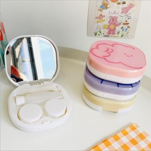 2021 New Colorful Bear Cartoon Cute Portable Contact Lens Case Holder Container Complete Accessories1 Pcs Pocket Portable Mini