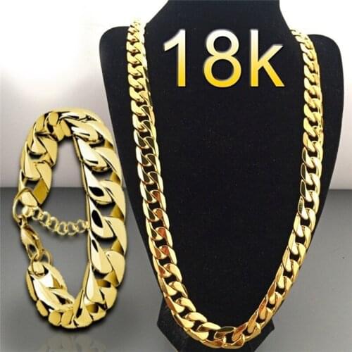 Hiphop Cuban Link Chain Punk Men Necklace Gold Street Fashion 18/20/22/24/26/28/30inch Long Chain Necklace for Women erkek kolye