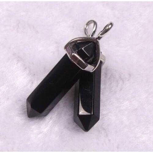 Hexagonal Column Natural Crystal Stone Charms Pendent Topazss Onyx 7 Chakra Reiki Pendulum For Women DIY Jewelry Hot Sale