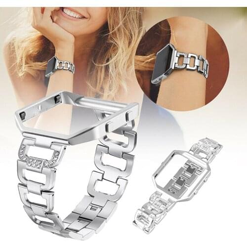 Luxurious Bling Diamond watch Band For Fitbit Versa Stainless Steel Strap women Wrist Bracelet for fitbit Verse Band Accessories