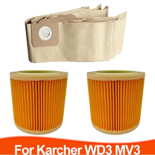 2PCS Replacement Air Dust Filters for Karcher WD2250 WD3.200 MV2 MV3 WD3 Vacuum Cleaners Parts Cartridge HEPA Filter New Version