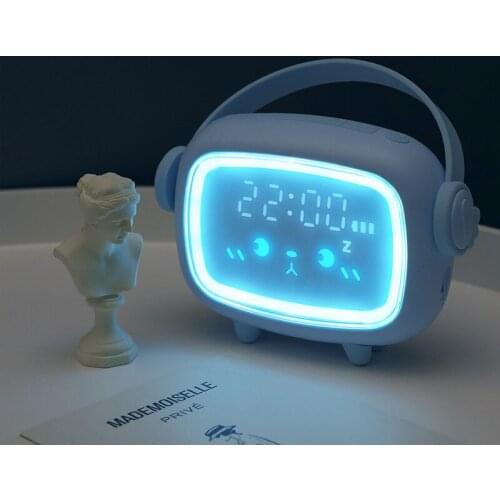 LED digital alarm clock Nightlight Childrens bedroom bedside smart Clock,Voice control，rechargeable battery