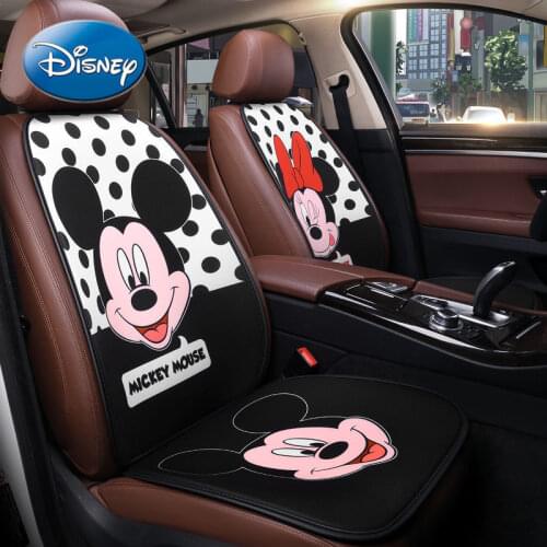 Disney Mickey Mouse Minnie Car Seat Four Seasons Universal Linen Fabric Monolithic Three-piece Summer Breathable Cool Pad