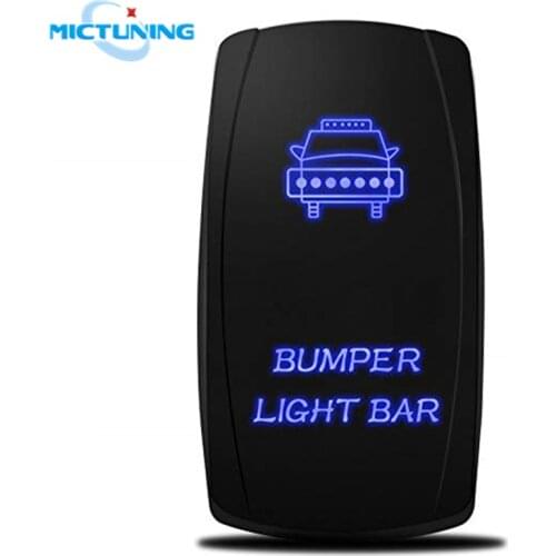 MICTUNING Universal 5 Pin 20A 12V Car SPST Backlit Exclusive Auto ON/OFF Rocker Toggle Switch W/ Blue LED Laser Bumper Light Bar