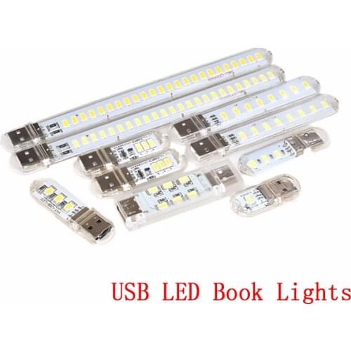 USB LED Book Lights 2-24LEDS SMD 5630 5730 LED Bulb 5V Power Input White 5000-6500K Warm White 3000-3500K USB Night light