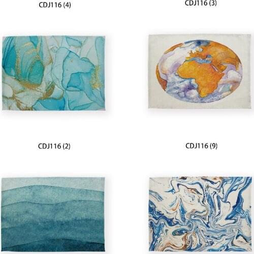 Earth map and waves waterproof table tablecloth table cover table mat Dining tables Table dining placemats for table coaster