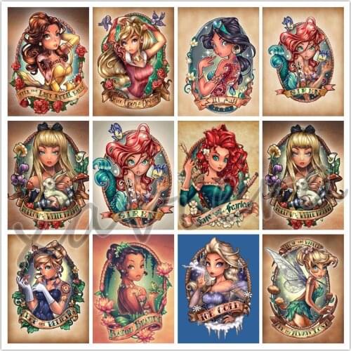 Xaviera Cartoon Girl Princess Diamond Painting Full Round Drill Embroidery Rhinestone Mosaic Cross Stitch Kits Home Decor Gifts