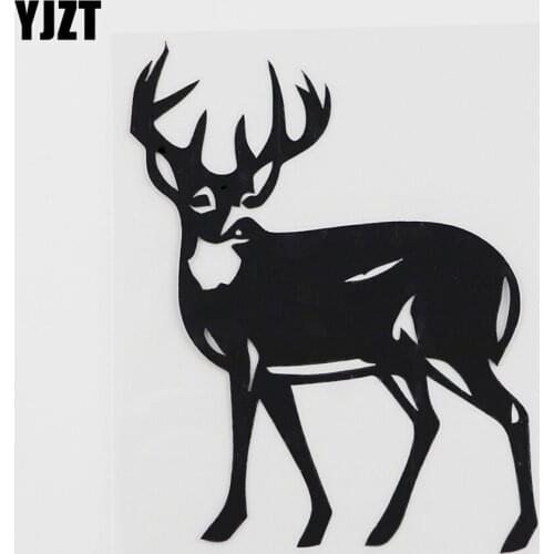 YJZT 10.2CMX12.7CM Buck Doe Deer Forest Wild Vinyl Decal Car Sticker Black/Silver 8A-0169