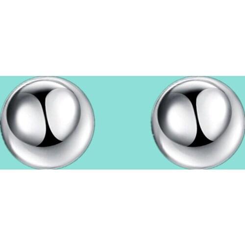 Simple 8/10MM 925 Silver Beads Stud Earrings For Women Temperament Girl Holiday Party Gift