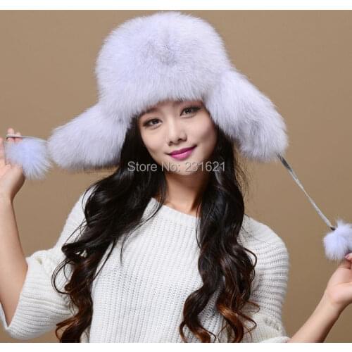 Winter 100% genuine Full leather fox fur hat raccoon fur snow cap thermal northeast cap for Russian winter tb