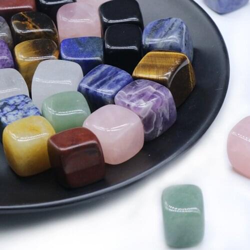 10 PSC Natural stone block seven color stone square original stone polished crystal agate sugar Trinket