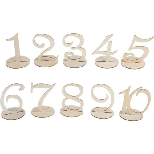 10pc 11-20 Wooden Table Numbers Set with Base Birthday Wedding Party Decor Gifts