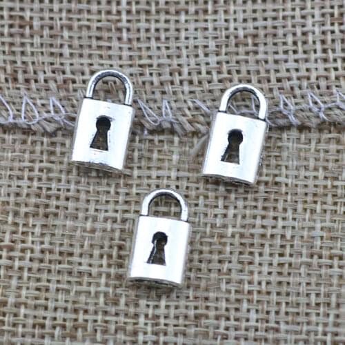 15 Pieces 14x8mm Antique Silver Color Small 3D Lock Phonecharms Keychains For DIY Jewelry Making