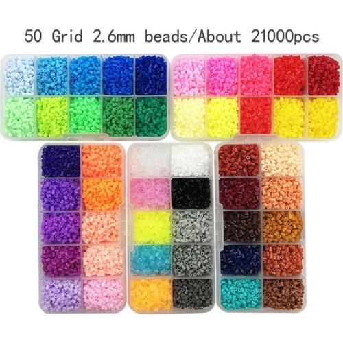 2.6mm Mini Beads 50color and tool template Perler Hama Beads DIY Toy For Kids High Quality Iron Beads Puzzle Children Gift