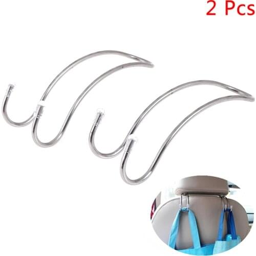 2pcs Auto Headrest Hanger Clothes Purse Bag Muiltifunction Car Back Seat Double Hook Organizer Holder Hanging Travel