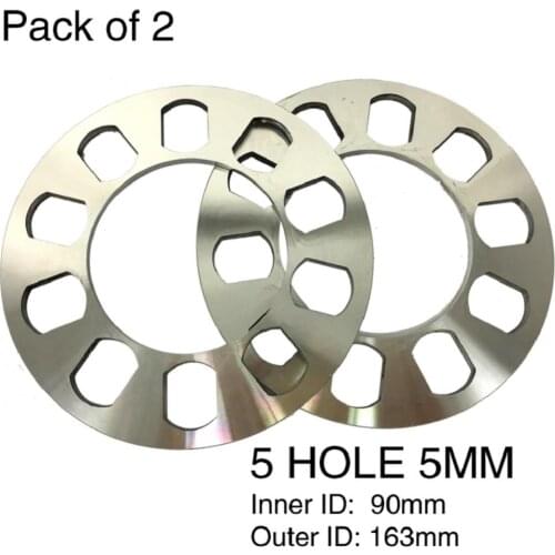 2PCS Universal Car 5 Hole Wheel Spacer Adapter 5mm Aluminum Wheel Fit 5 Lugs