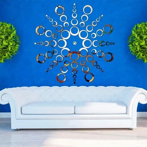 24pcs/set 3D DIY Circles Wall Sticker Home Decoration Mirror Wall Stickers for TV Background Home Decor Acrylic Decor Wall Decor