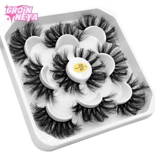 GROINNEYA 5 Pairs Mink Lashes Faux Eyelashes Mink False Eyelashes Dramatic Volume Lashes Eyelash Extension for Makeup
