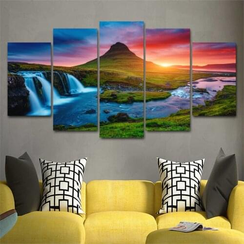 5pcs diy Diamond Painting Cross Stitch Beautiful Iceland Waterfall full square Diamond Mosaic beaded Embroidery Rhinestones H372