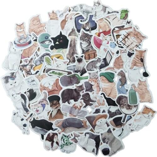 54 PCS Japanese Label Stationery Scrapbook Diary Paper Small Kawaii Decorative Cat Journal Cute Stickers Scrapbooking