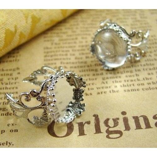 -ree shipping!!!!!15mm Silver Tone Crown Rings Base/ring findingd-ring blank