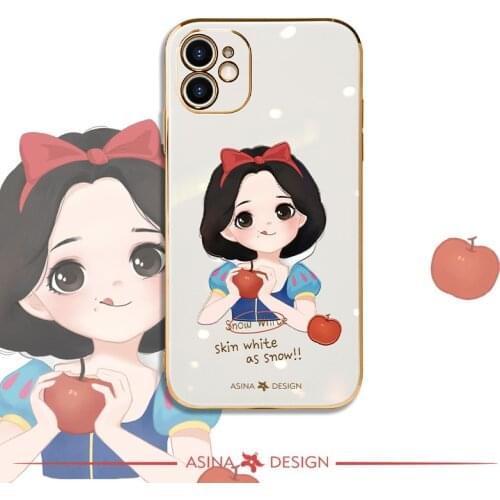 ASINA Electroplated Soft Case For iPhone 11 12 Pro XR XS Max Soft Cartoon Cover For iPhone 6 7 8 Plus Fundas Capa Cola Girl
