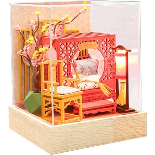 DIY Miniature Furniture Kits Dollhouse with Light Assembled 3D Model Merry Ancient Casa Doll House for Children Adult Gifts