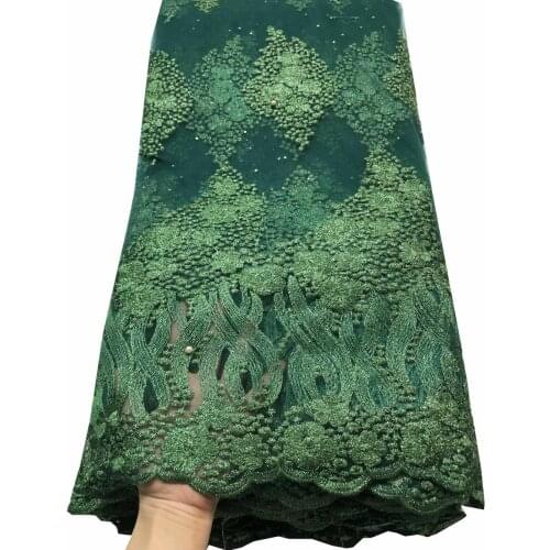 Hot Sale Nigerian Laces Fabrics 2020 High Quality Tulle African Laces Fabric Wedding African French Net Lace ESH038 green