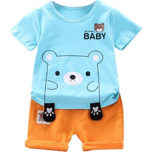 Summer Childrens Clothing Baby Boys Bear T-shirt + Shorts Sets