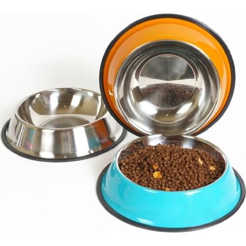 Pet Dog Bowl Stainless Steel Feeder Drinking Water Bowl Cats Food Feeder Travel Feeding Non-slip Feeding Dishes Pets Supplies