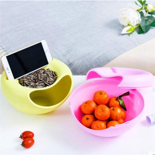 Food Multifunctional Plastic Double Layer Dry Fruit Containers Snacks Storage Box Garbage Holder Plate Dish Organizer
