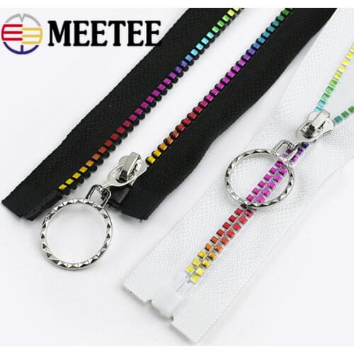 Meetee 2Pcs 40-80cm 5# Resin Zipper Auto Lock Open-End Zips Coat Jacket Repair Replacement Zip Clothing Sewing Decorate Zippers
