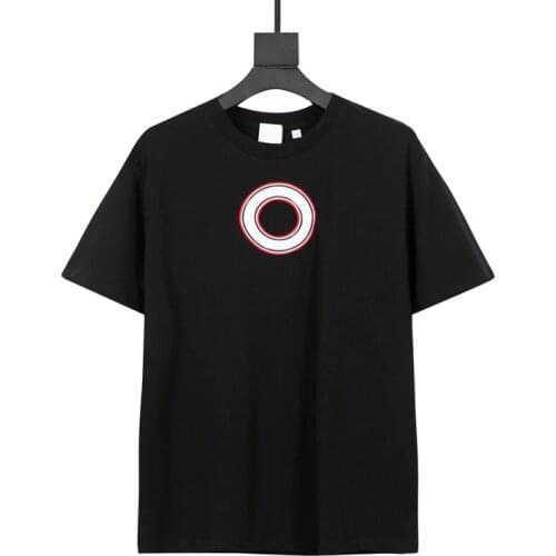 Plumn Mens Tops Circle Letter Logo Short-sleeved Heavy Cotton Thread Handmade Double Shoulder Line T-shirt Mens T-Shirts