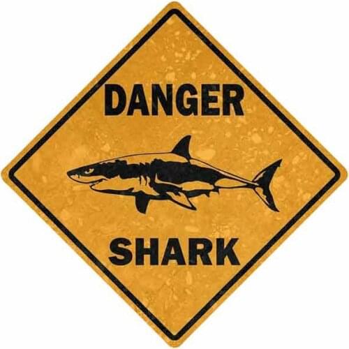 Fashion Warning Car Sticker Car Bike Motorcycle Danger Sign Shark Area Surf Decals Waterproof Decor Accessories Vinyl,13cm*13cm