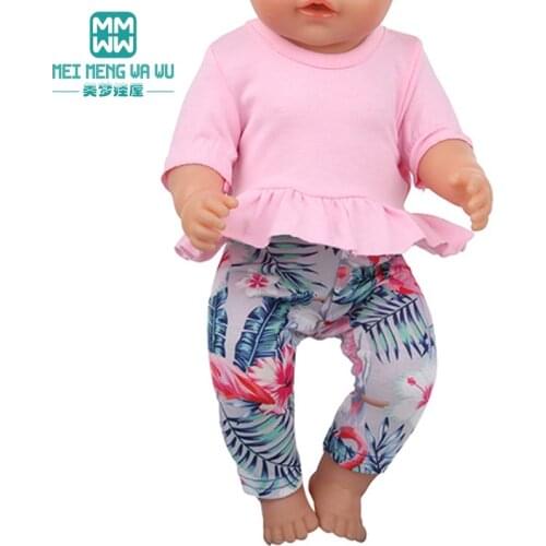 NEW Clothes for doll Fashion T-shirts, printed tights fit 17inch Baby Toys new born doll accessories