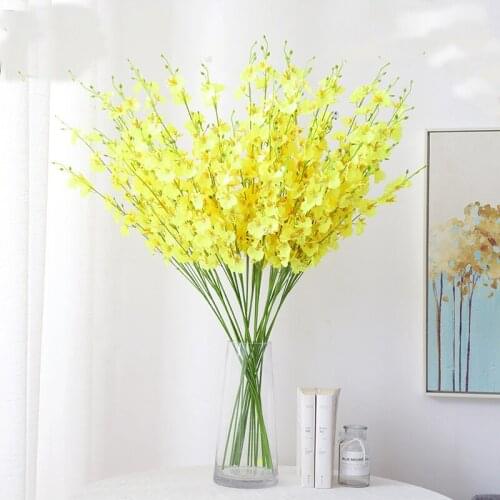 New Simulation Flower Dancing Orchid Yellow Fake Flower Wedding Home Decoration Butterfly Orchid Bouquet Silk Flower