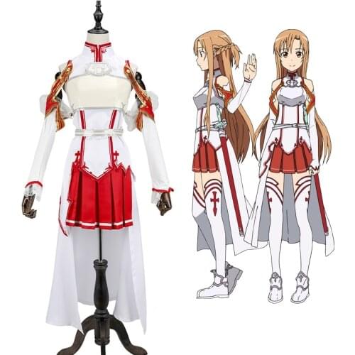 New Japanese Anime Sword Art Online Cosplay Costume SAO Yuuki Asuna Cosplay Fancy Dress Halloween Adult Costumes for Women S-XL