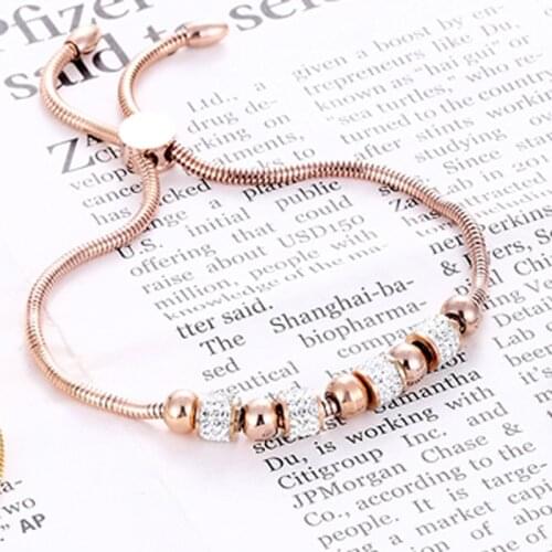New Beautiful And Elegant 5 Beads 4 Circles Zircon Woman Bracelet High Quality Stainless Steel Adjustable Size Bracelet Jewelry