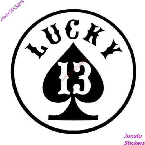 Reflective Reflective LUCKY Spades 13 Car Stickers Decals Funny Rear Windshield Bumper Cover Scratch Car Accessories KK16*16cm
