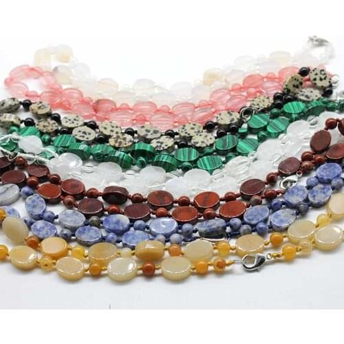 Wholesale Natural Semi-precious Stones Multi-color Ellipses Shape Crystal Ladies Necklace Beads String Exquisite Small Gifts