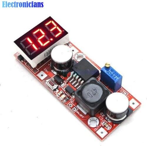 LM2596 3.3V DC 4.5-28V to 1.3V-25V Buck Step Down Converter Board Red Digital LED Voltmeter Module Reduce Power Consumption