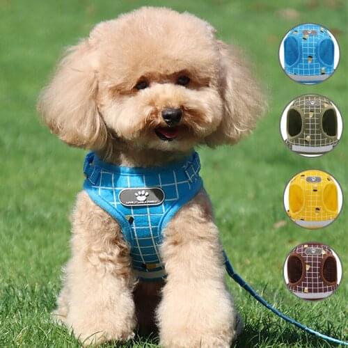 Dog Harness Breathable Mesh Vest Adjustable Small Dog Cat Vest Harnesses Leash Pug Reflective Puppy Kitten Collars Pet Supplies