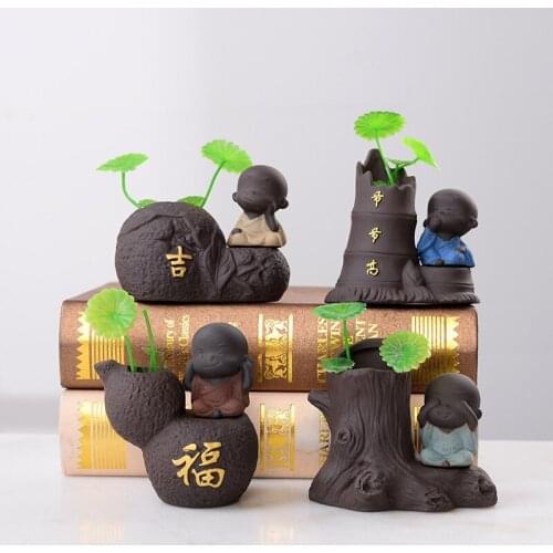 A Variety Of Water Culture Flower Arrangement Household Tea Sets For Young Monks Desk Decoration Purple Sand Tea Favorite