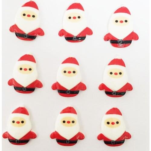 Hand Painted Resin Kawaii Colorful Santa Claus Flatback Cabochon Stone 20PCS Scrapbook DIY Decor Christmas Figurine Crafts