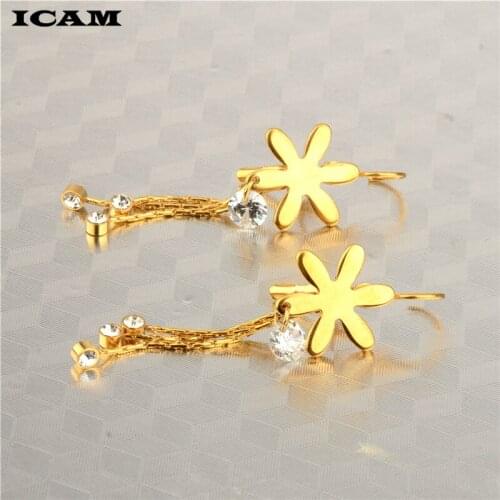 ICAM Charm Earrings Geometric Round Shiny Austrian Crystal Rhinestone Big Earring Fashion Jewelry Women New Design