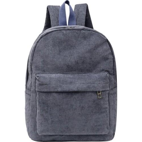 Unisex School Backpack Casual Corduroy Rucksack Lightweight Water Resistant College Travel Bag
