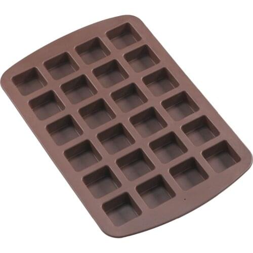 Mity Rain Bite-Size Brownie Squares Silicone Mold 24 Cavity chocolate brownie Baking Candy Ice Mold Pans, Non-Stick