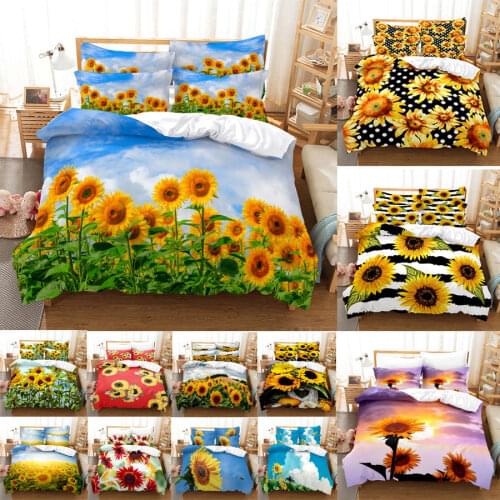 Sunflower Bedding Set Bed Linens Duvet Cover Quilt Comforter Pillow Case 3D HD Double Full King Queen Twin Bedroom 3PCS 2PCS